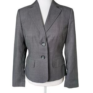NEW Ann Taylor Size 0 Women's Blazer Jacket Gray Two Button Career Office